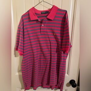 Ralph Lauren Pink and Blue Striped Polo Shirt
